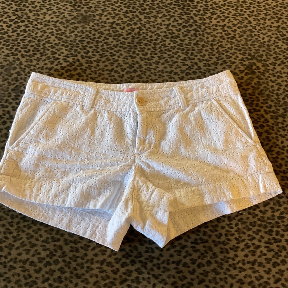 Lilly Pulitzer White Eyelet High-Rise Shorts